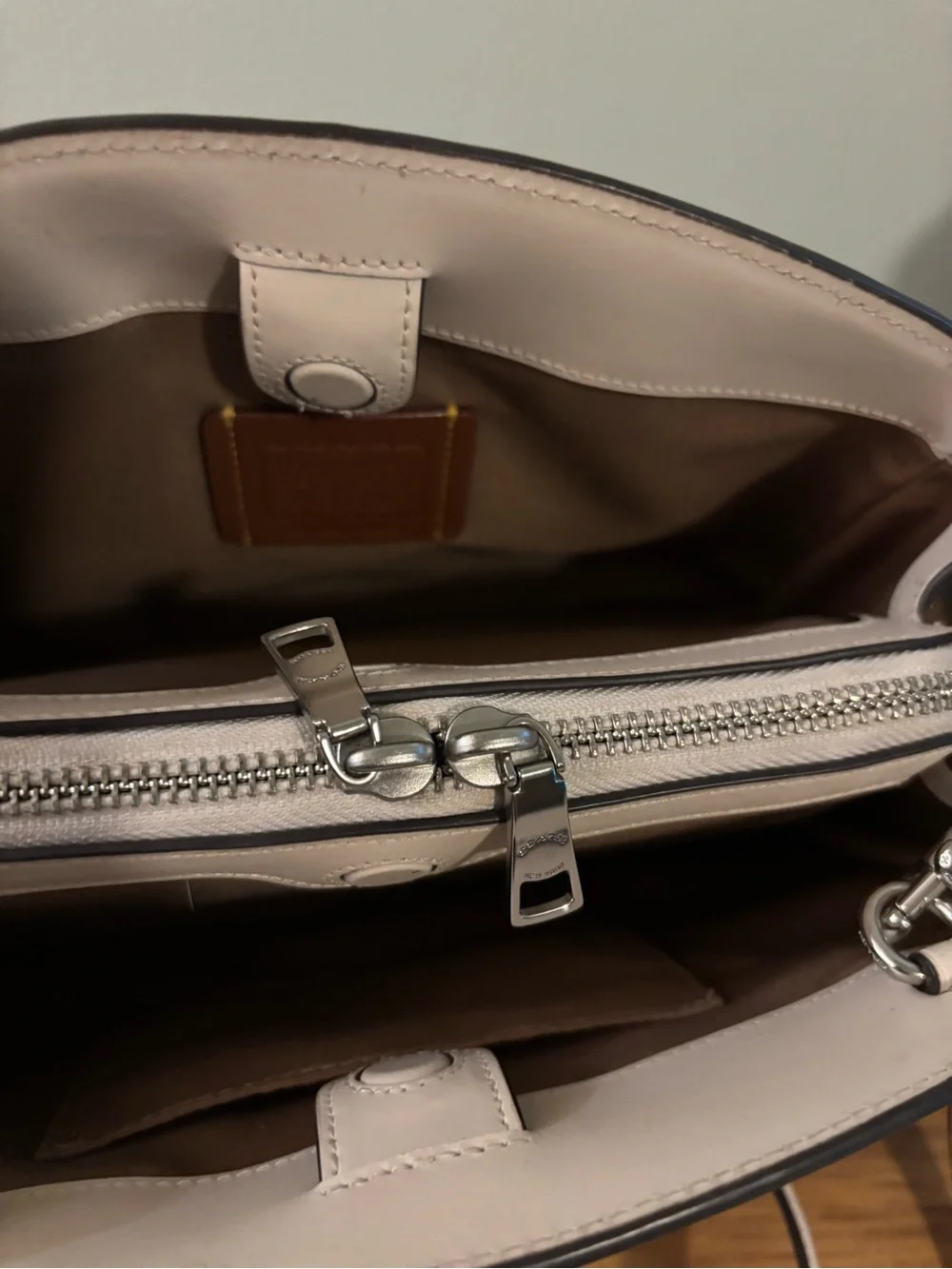 Coach Savannah Carryall Bag in a white signature canvas with silver hardware
